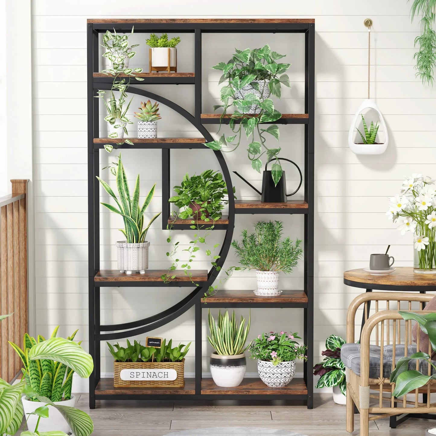 Tribesigns Industrial 5 Tier Etagere Bookshelf Freestanding Tall Storage Organizer