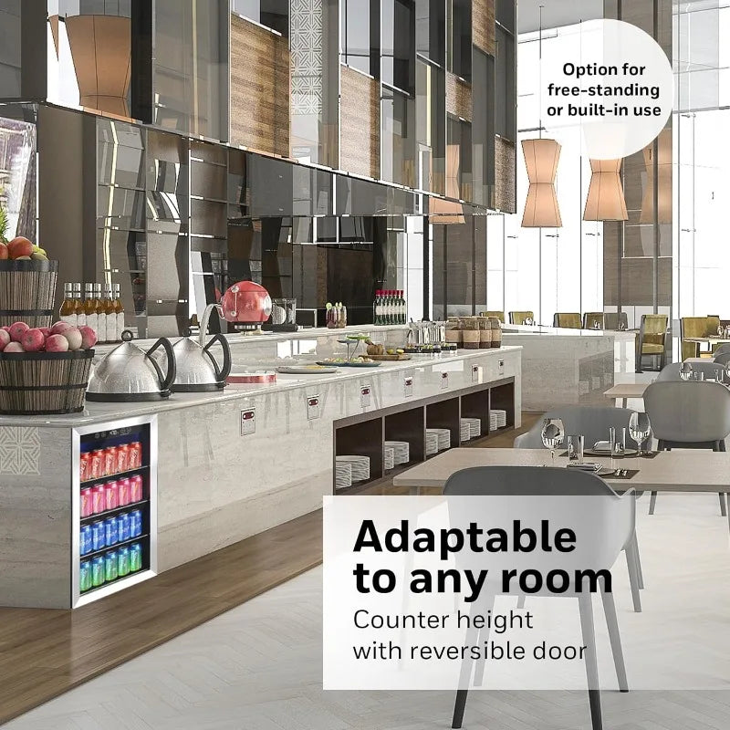 Honeywell Beverage Refrigerator and Cooler, 115 Can Mini Fridge with Glass Door for Soda Beer or Wine for Office or Bar