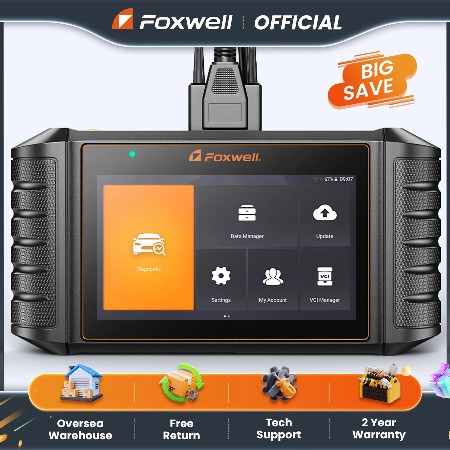 Foxwell NT710 OBD2 Diagnostic Scan Tool Car Code Reader ECU Coding Full System Bi-Directional Automotive Scanner