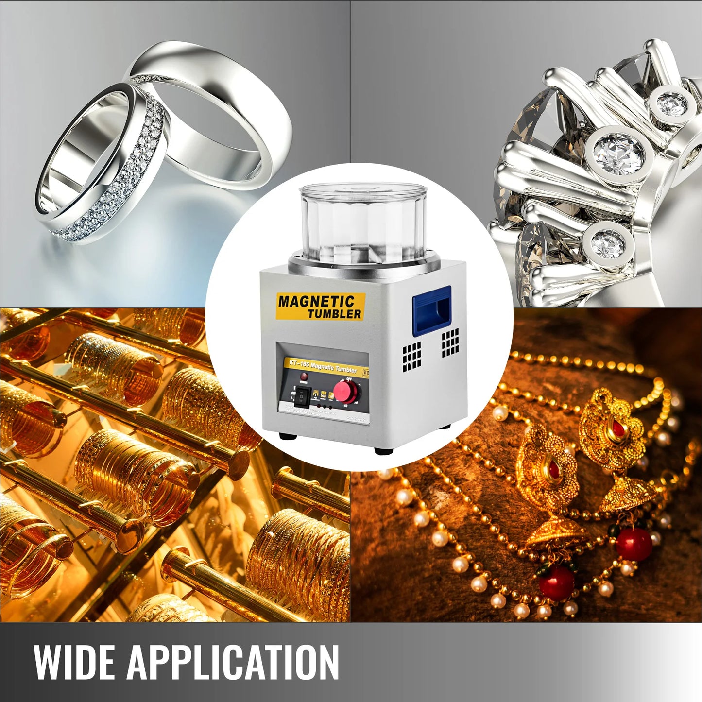 Vevor KT-185 Magnetic Tumbler Jewelry Polisher Mini Metal Finisher AC 110V 220V Gold Precision Parts Polisher