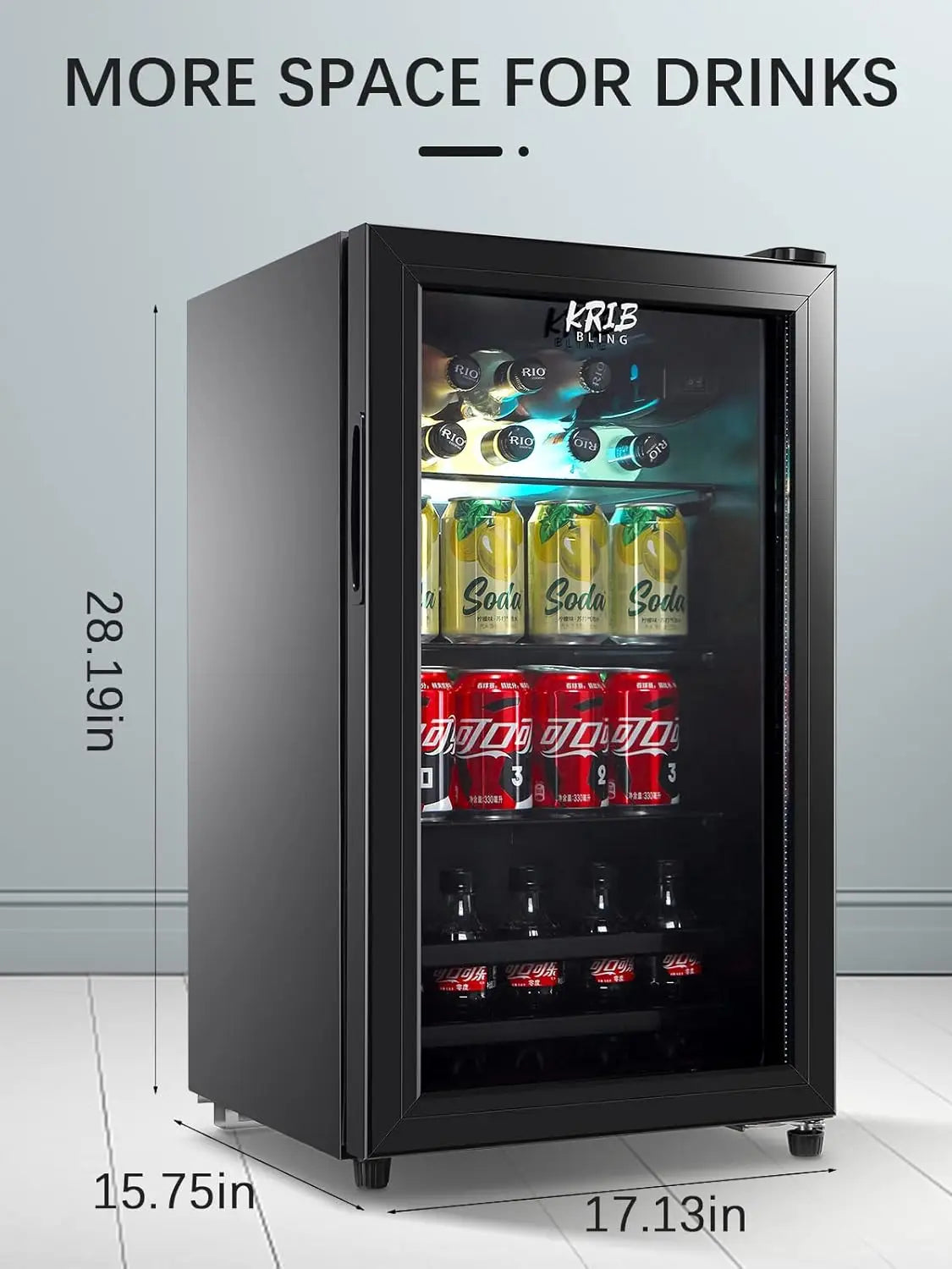 Beverage Refrigerator and Cooler for 120 Cans, Mini Refrigerator with Wire Adjustable Shelving, Small Drink Dispenser Machine