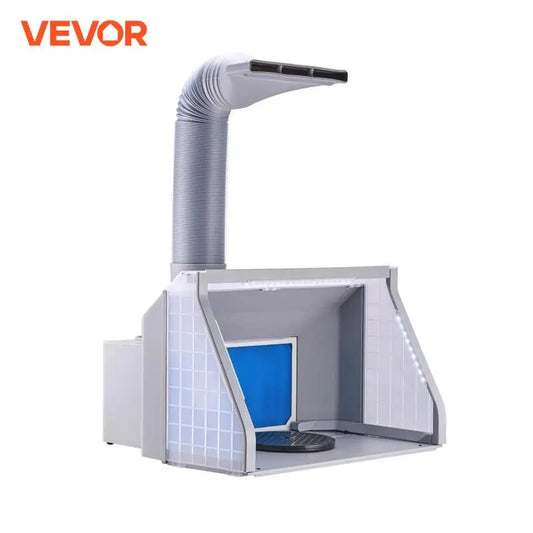 VEVOR Airbrush Spray Booth Dual Fans Portable Hobby Airbrush Paint Spray Booth Kit with LED Lights and Exhaust Extension Hose