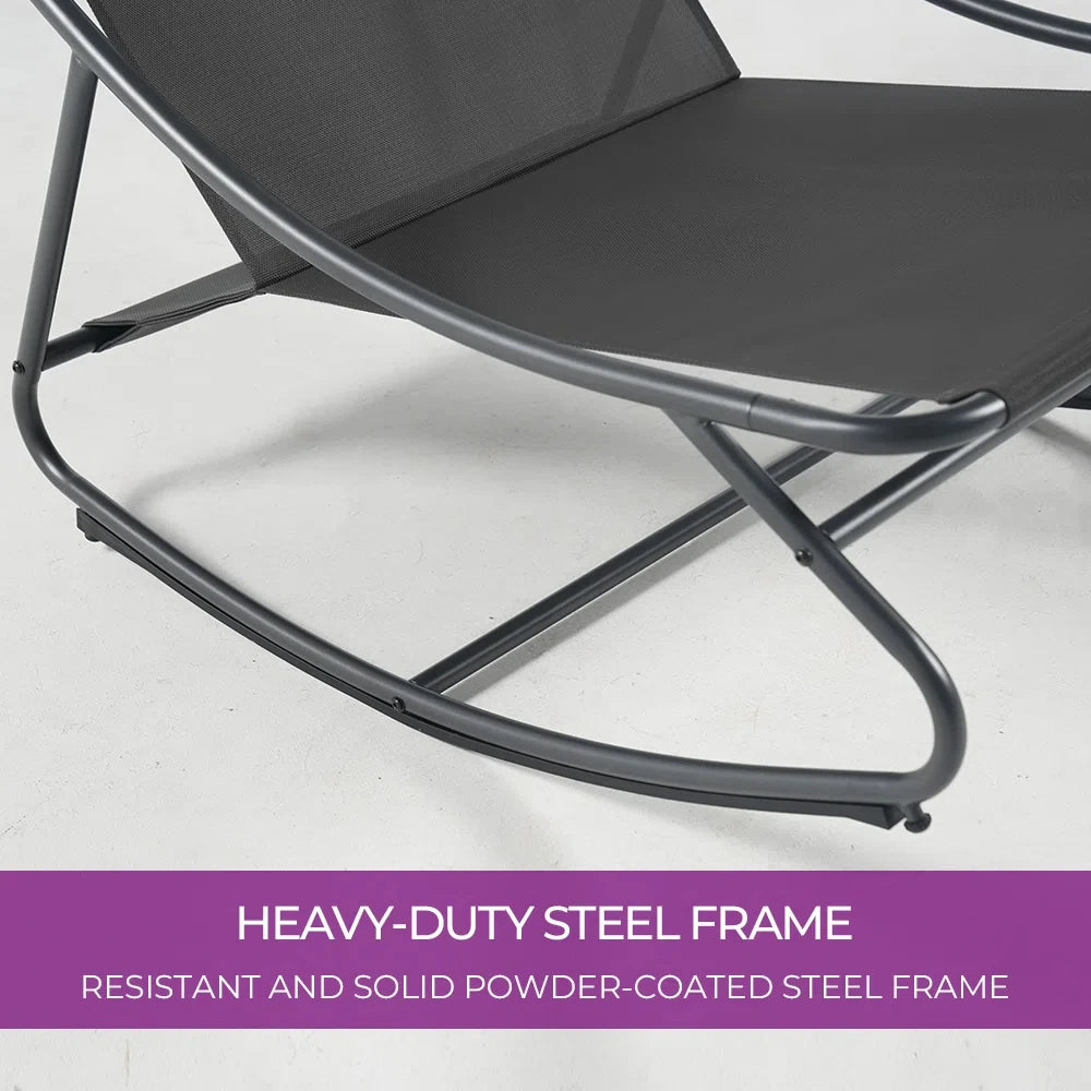 Outdoor Rocking Chair, Padded Cushion Recliner Rocker for Front Porch Sunroom Patio Backyard