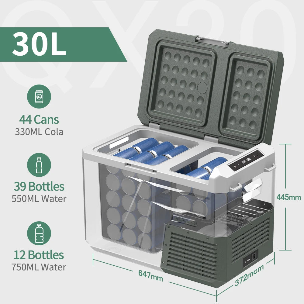 Alpicool QX 25L 30L 40L Car Refrigerator 12/24V DC 100-240V AC Fridge Freezer Dual Zone Portable Compressor Cooler for Camping