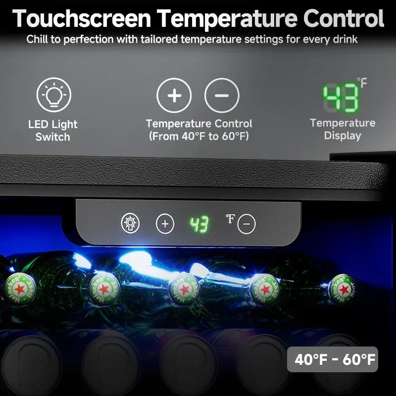 Beverage Refrigerator Cooler - 12 Bottle 50 Can Mini Fridge with Glass Door, Soda Wine Beer Drink Fridge - Small Refrigerator