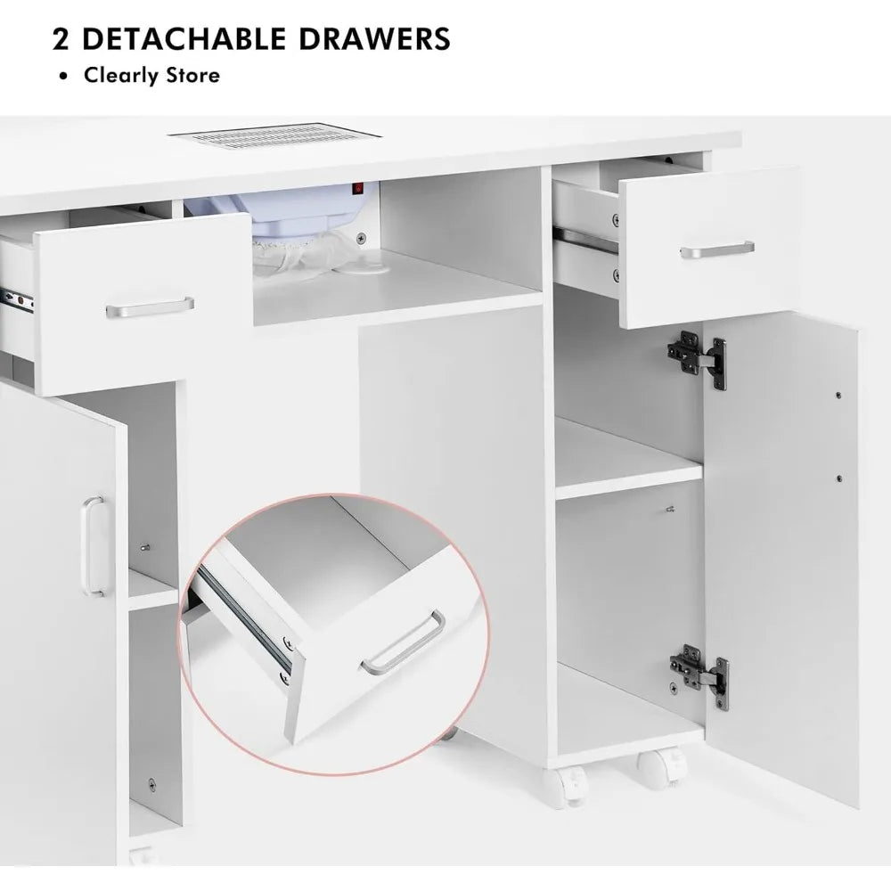 Manicure Table, Nail Table, Storage Rack,Nail Station, Wooden Drawers, Nail Desk, Beauty Workstation, Wrist Cushion, Nail Table