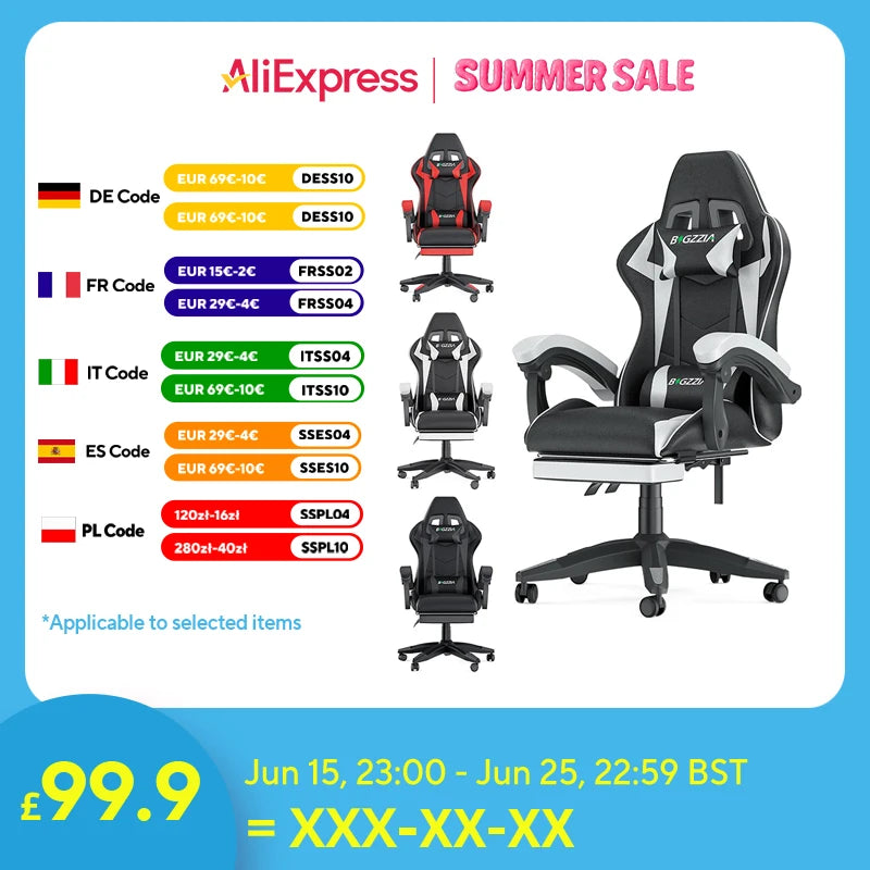 Gaming Chair with Footrest Gamer Chairs Ergonomic with Lumbar Cushion Headrest Gaming Chair Height Adjustable Computer Chair