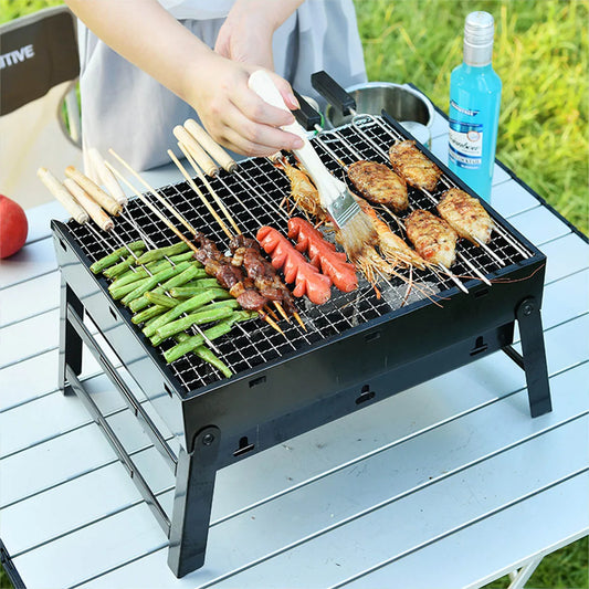 Portable BBQ Charcoal Grill Stainless Steel Small Mini BBQ Tool Kit Outdoor Cooking Camping Picnic Beach Portable BBQ