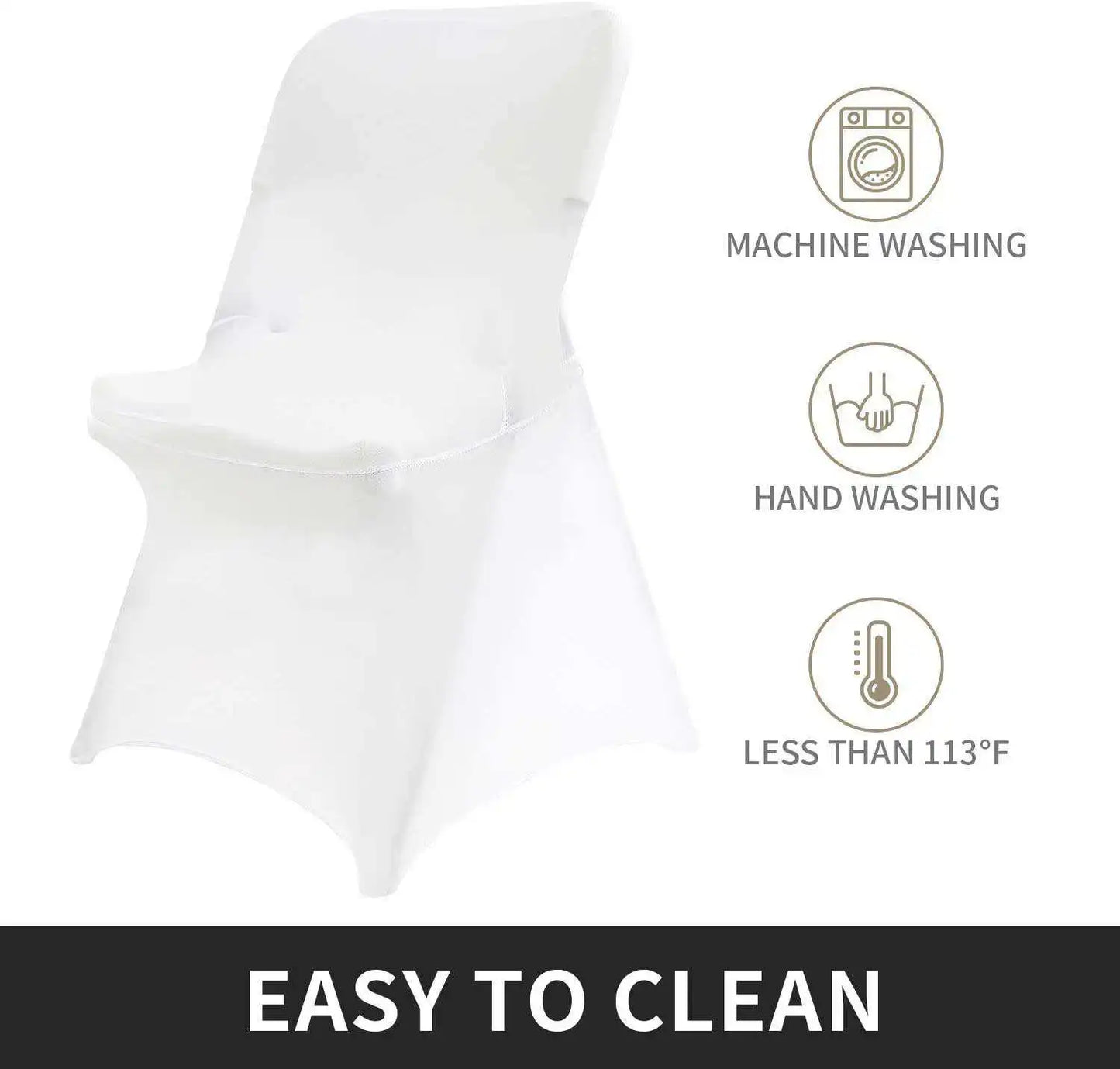 READOR 30/50/100Pcs stretch party banquet chair slipcovers white wedding spandex folding chair cover