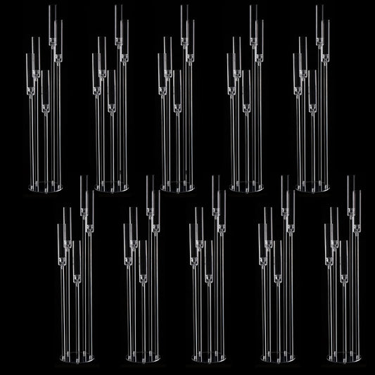 10PCS Acrylic 5 Arm Candelabra Clear Floor Candelabra for Wedding Table Centerpiece Home Decoration