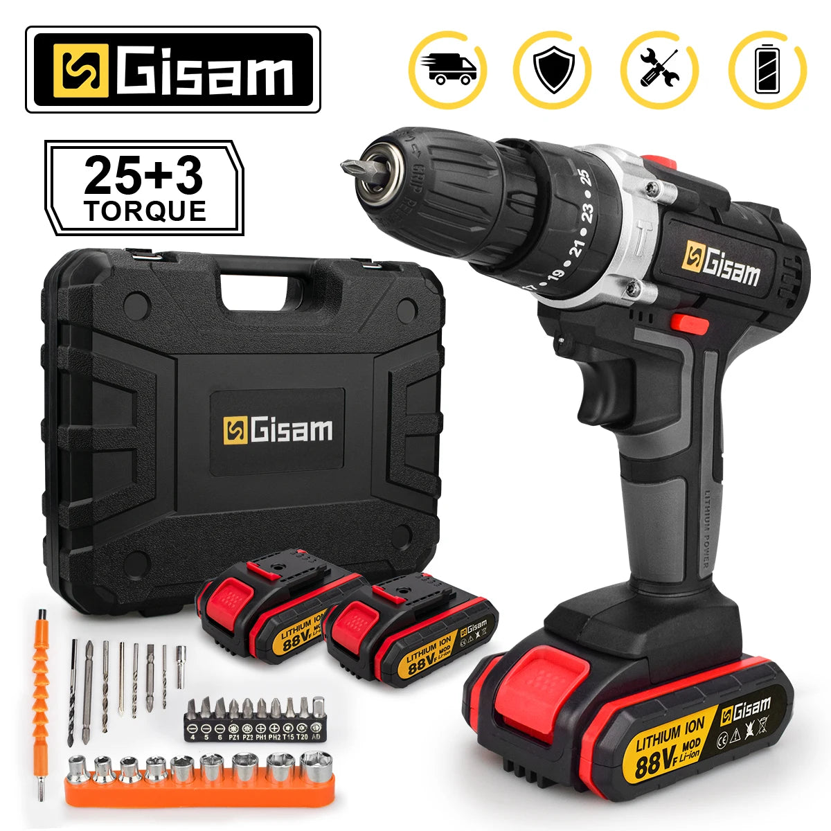 21V Cordless Impact Drill Electric Screwdriver Mini Wireless Hand Drill Lithium Ion Battery Power Tool
