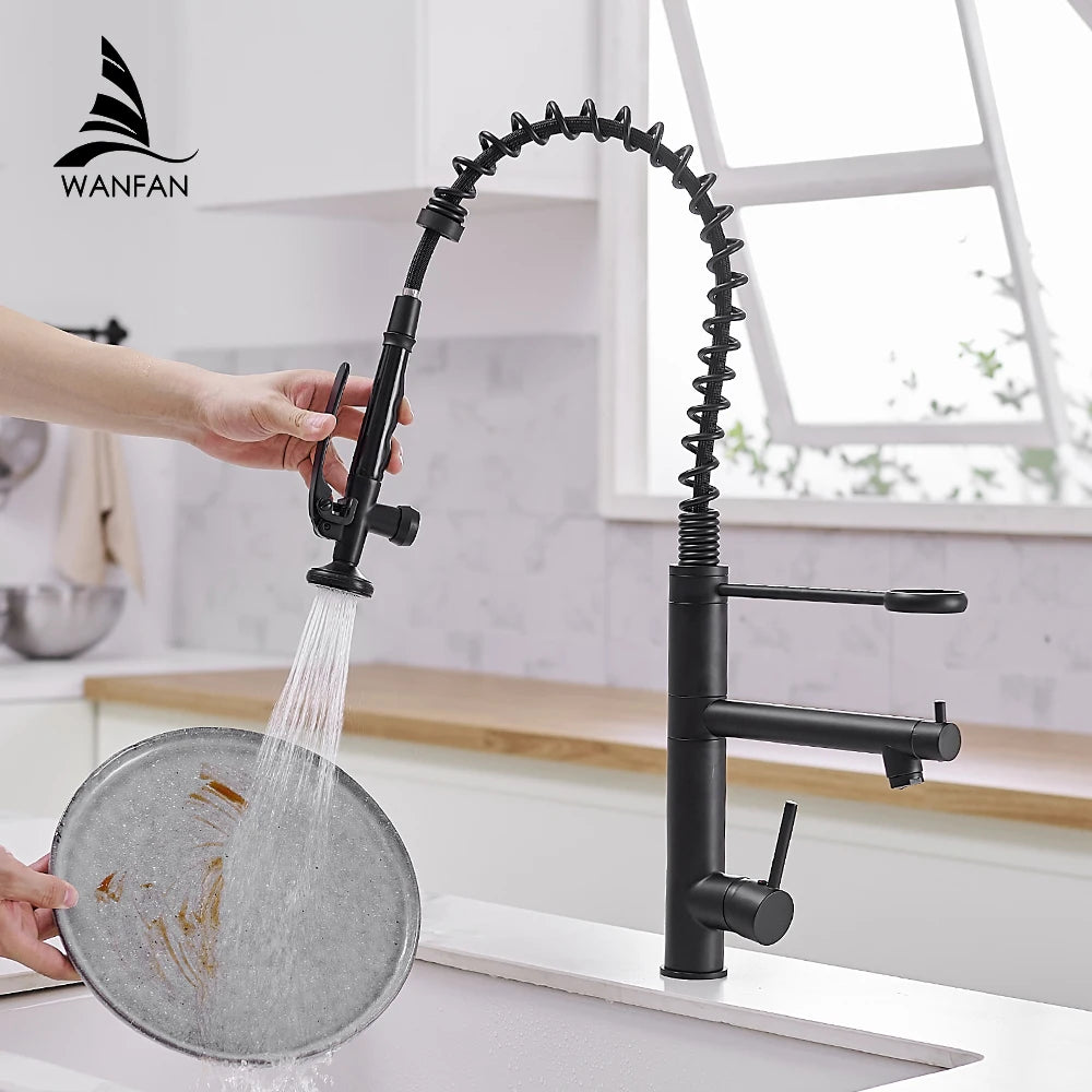 Chrome Brass Tall Kitchen Faucet Mixer Pull Out Spray Single Handle Swivel Spout Tap MH-4829