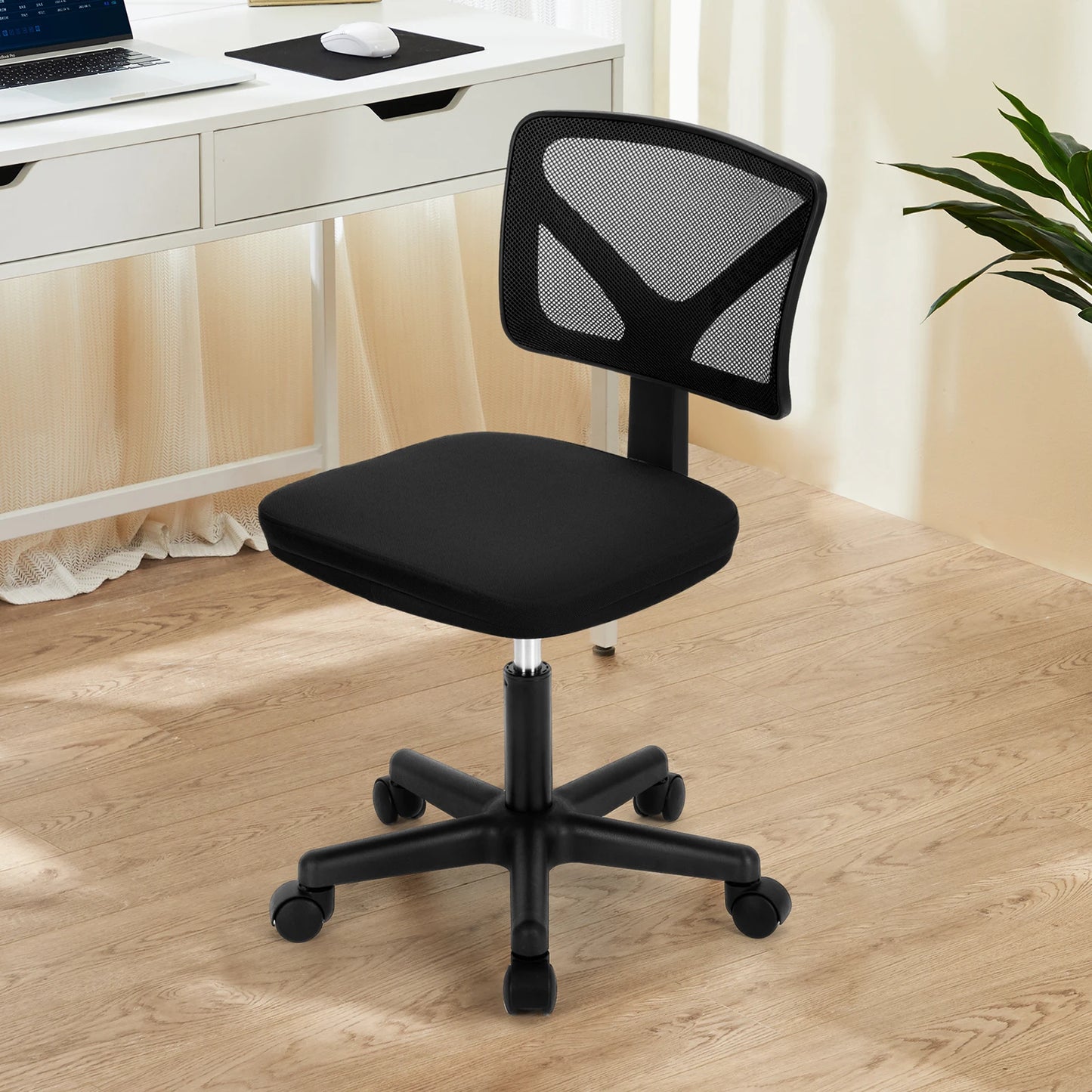 JHK Mesh Armless Office Chair with Lumbar Support Adjustable Height 360 Degree Rolling Swivel Computer Chair