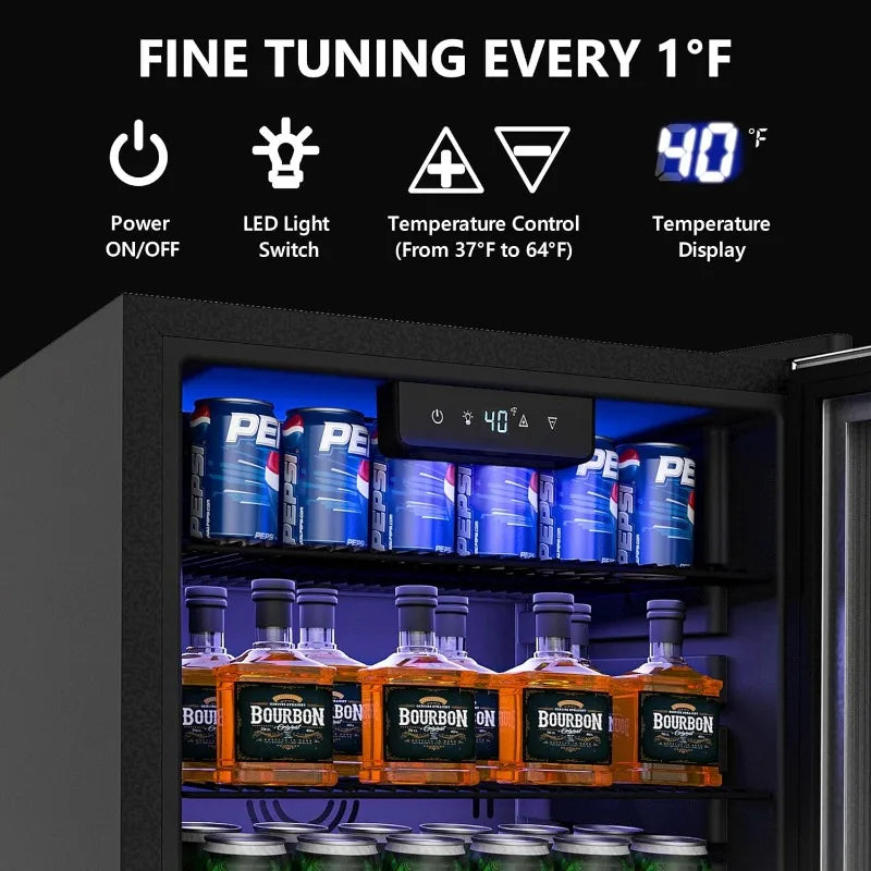 Beverage Refrigerator Cooler - 126 Can Mini Fridge with Glass Door for Soda Beer or Wine, Beverage Cooler for Home