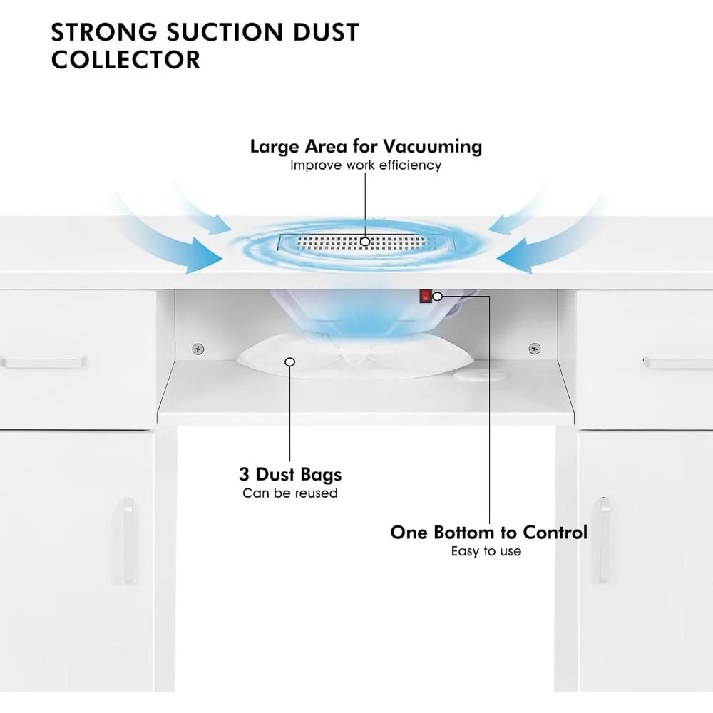 Manicure Table, Nail Table, Storage Rack,Nail Station, Wooden Drawers, Nail Desk, Beauty Workstation, Wrist Cushion, Nail Table