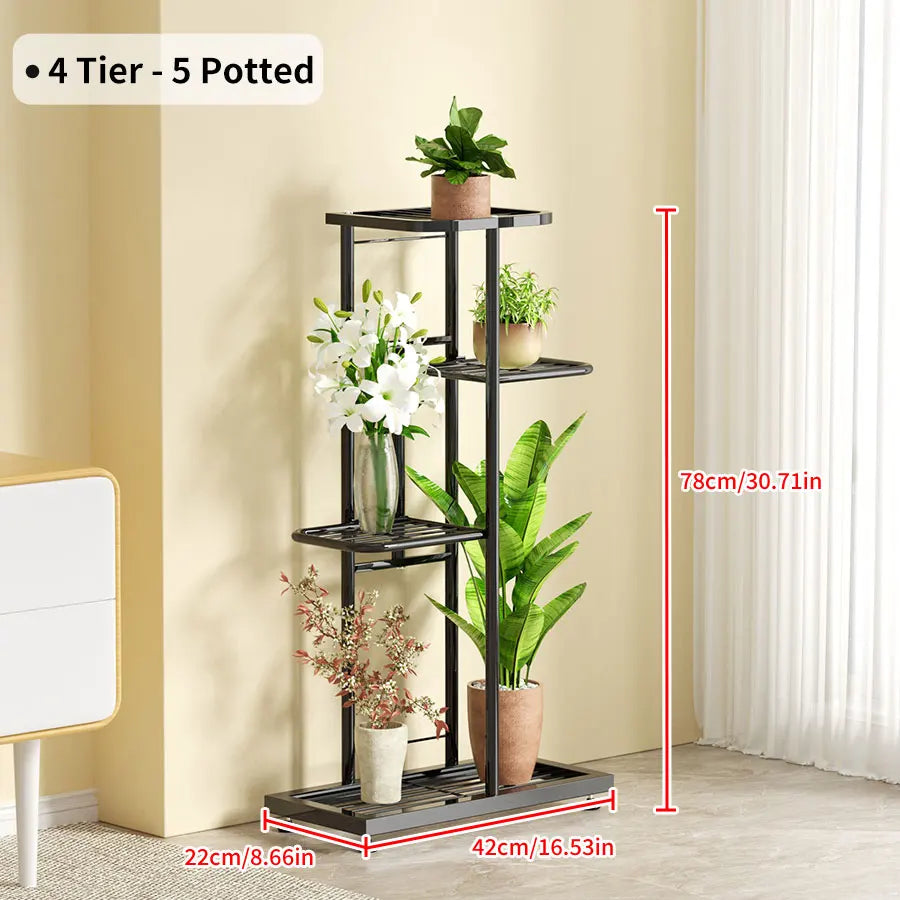 Plant Shelves Iron Potted Flower Stand Rack Multiple Flower Pot Holder Shelf Indoor Outdoor Planter Display Organizer