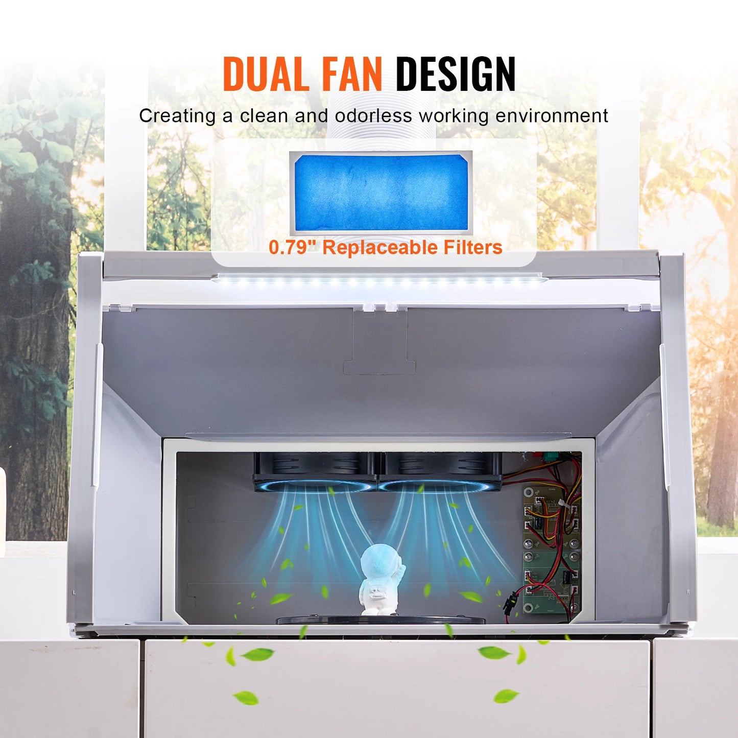 VEVOR Airbrush Spray Booth Dual Fans Portable Hobby Airbrush Paint Spray Booth Kit with LED Lights and Exhaust Extension Hose