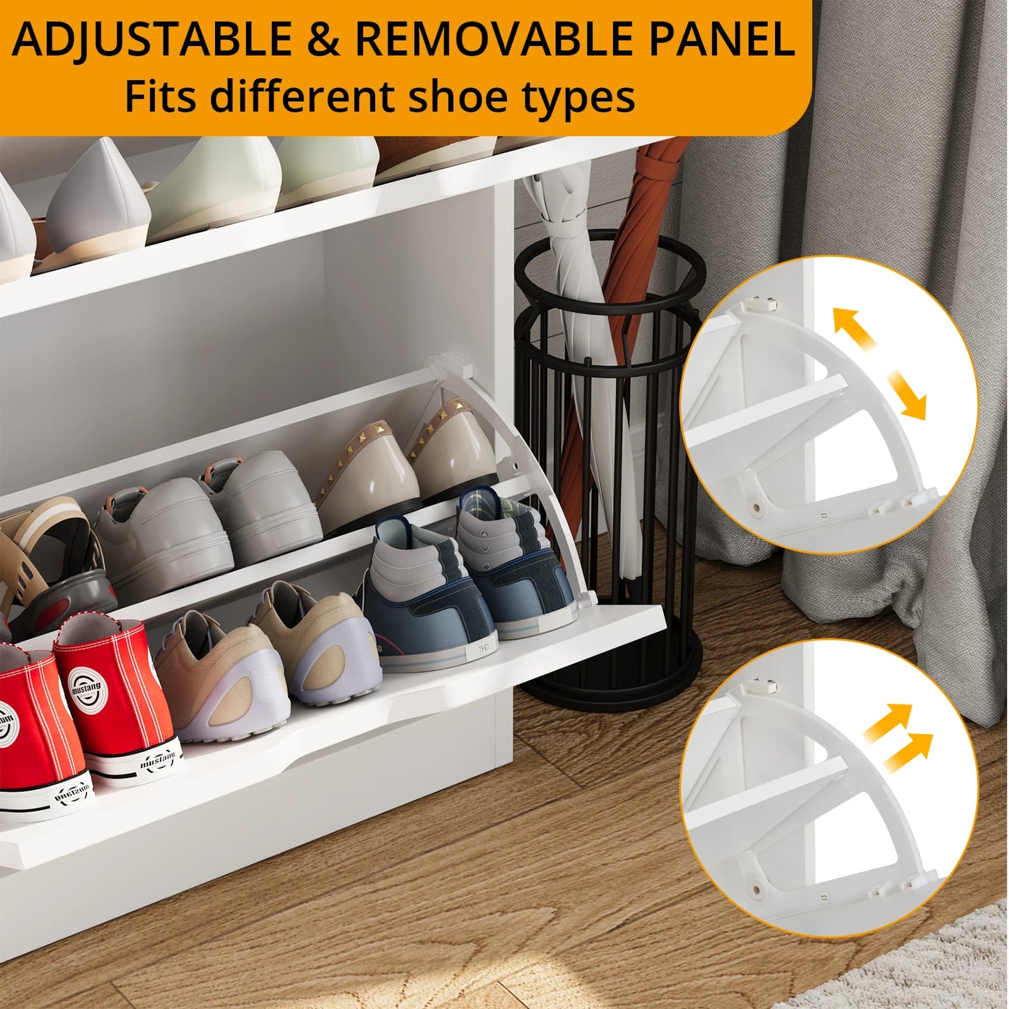 VOWNER Shoe Storage Cabinet with 4 Flip Drawers, Freestanding Shoe Cabinet