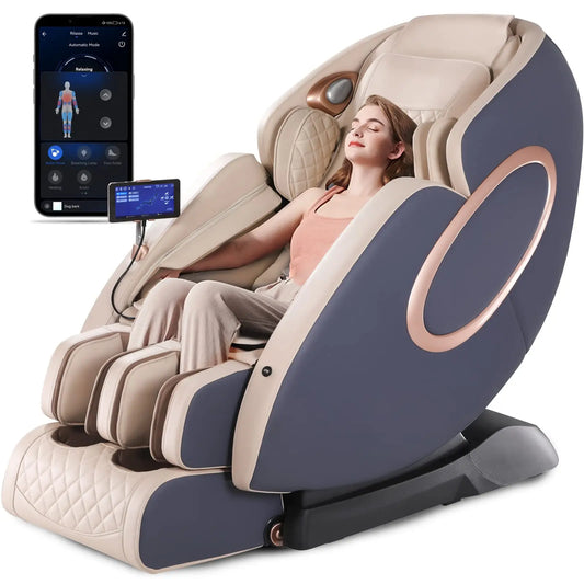 APP Control 4D Massage Chair SL Track Full Body Shiatsu Recliner Zero Gravity Massager with Yoga Stretching Foot Massage Roller