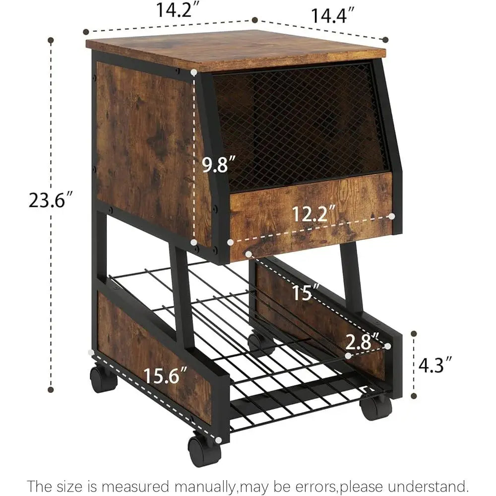 Compact Refrigerator Stand with Beverage Storage Rolling Mini Fridge Cart Lockable Wheels Snack Organizer Easy Assembly