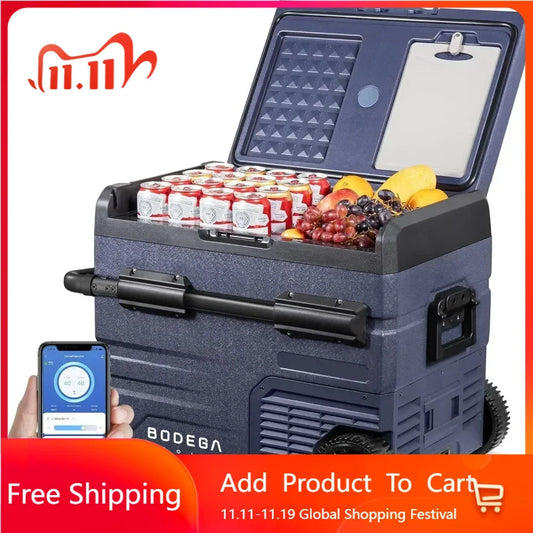 Car Refrigerator, RV Car Fridge Dual Zone WIFI APP Control, Portable Freezer, 48 Quart (45L)Car Cooler 12/24V DC and 100-240V AC