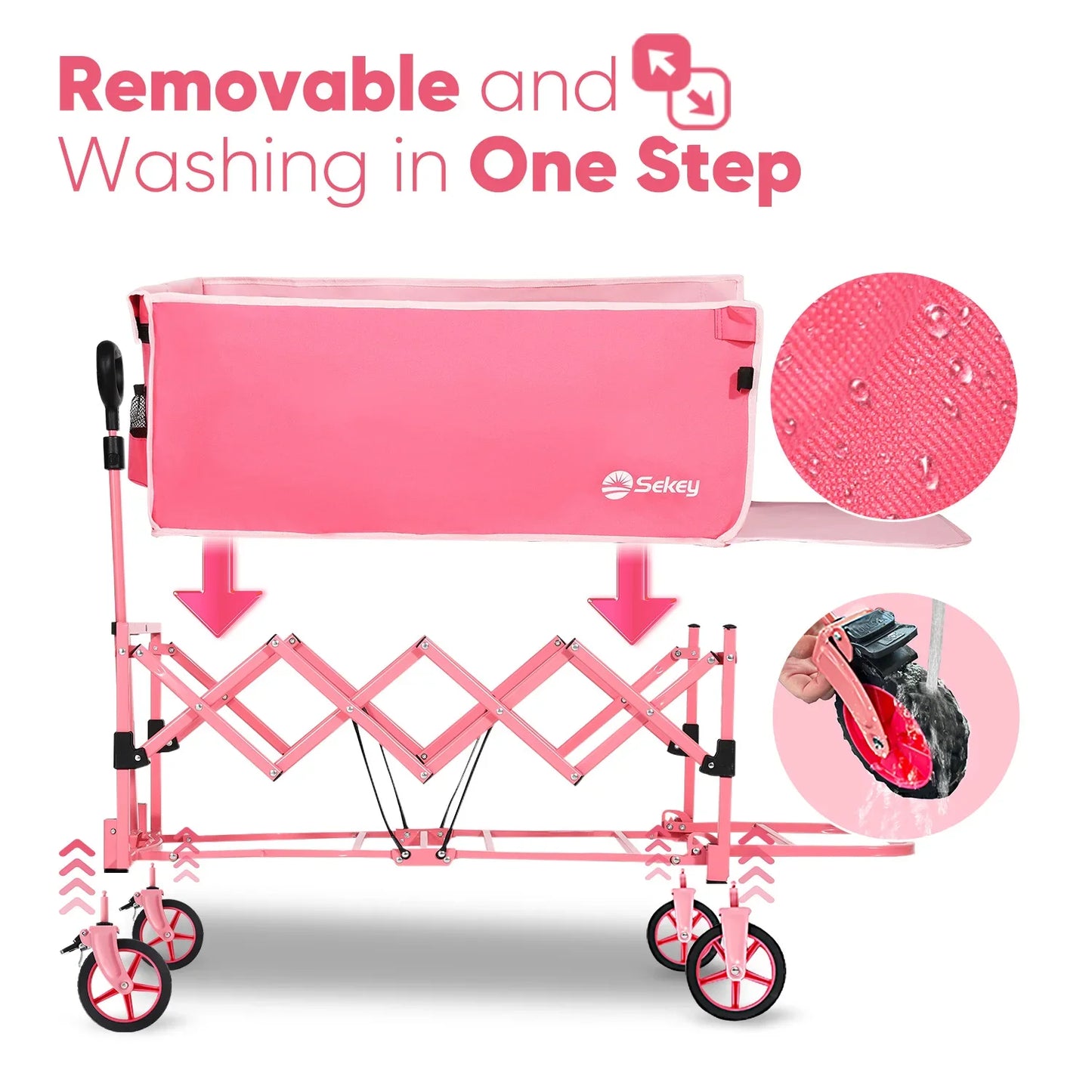 52" Extender Folding Collapsible Wagon Carts Foldable with 330LBS Weight Capacity Heavy Duty Lightweight Extra-Long Utility Cart