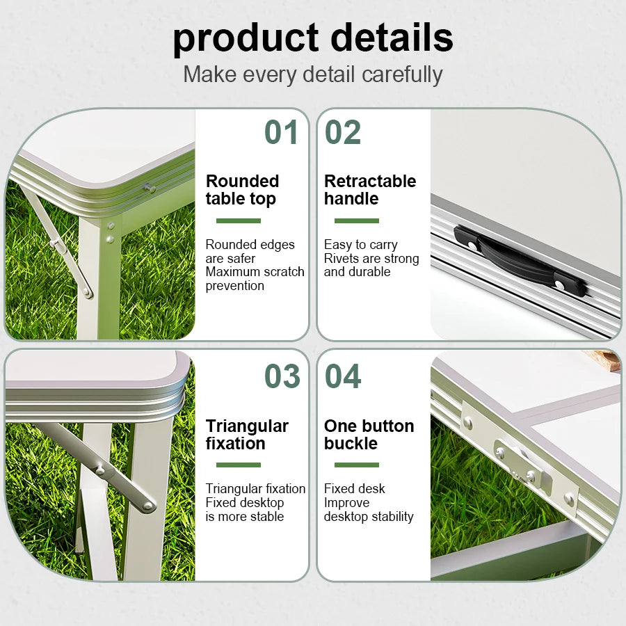 Outdoor table, portable folding table with handle - suitable for outdoor camping, picnicking, gatherings, no electricity require