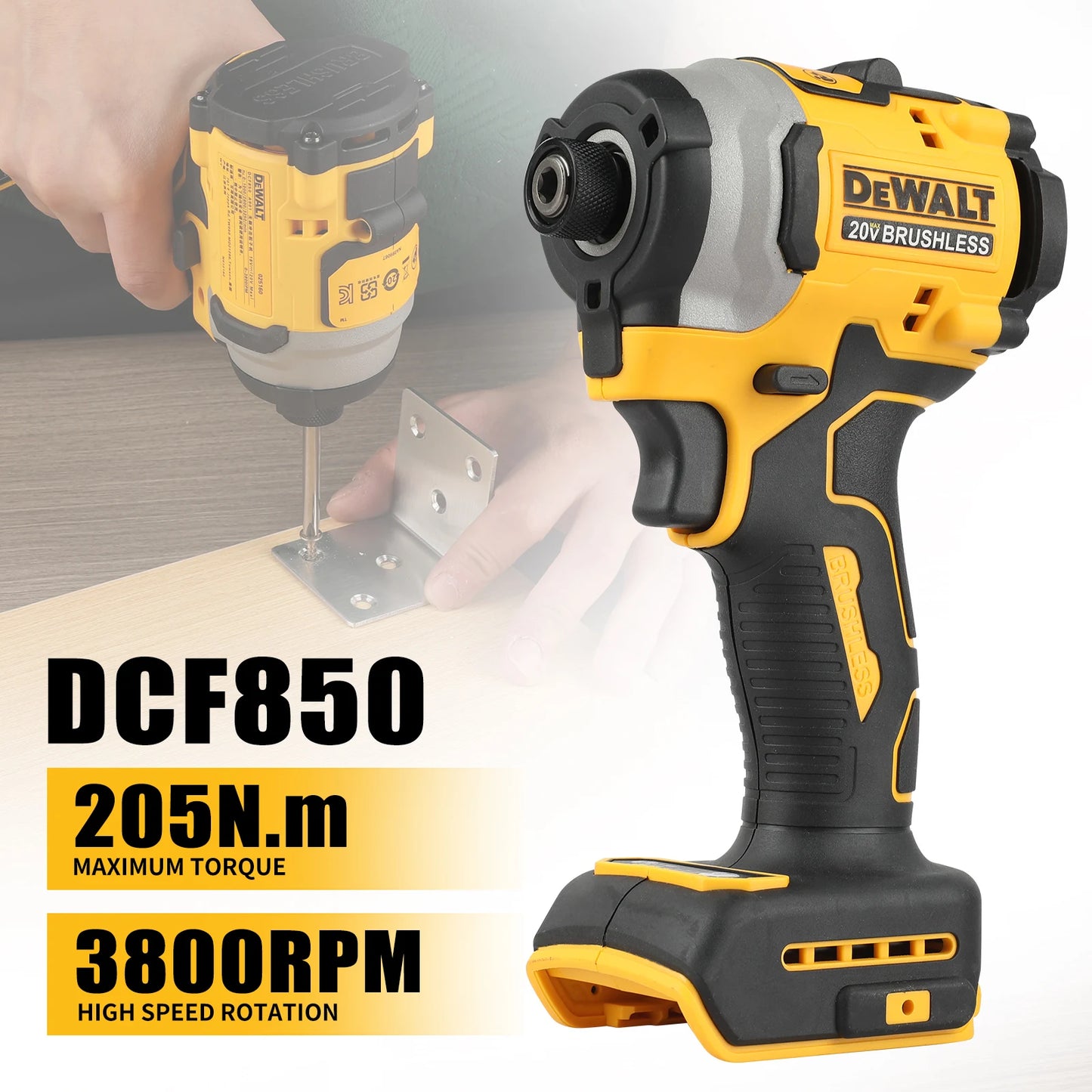DeWalt DCF805 DCD850 20V Max Lithium Brushless Combo Kit Cordless Screwdriver Impact Drill Tool Bag