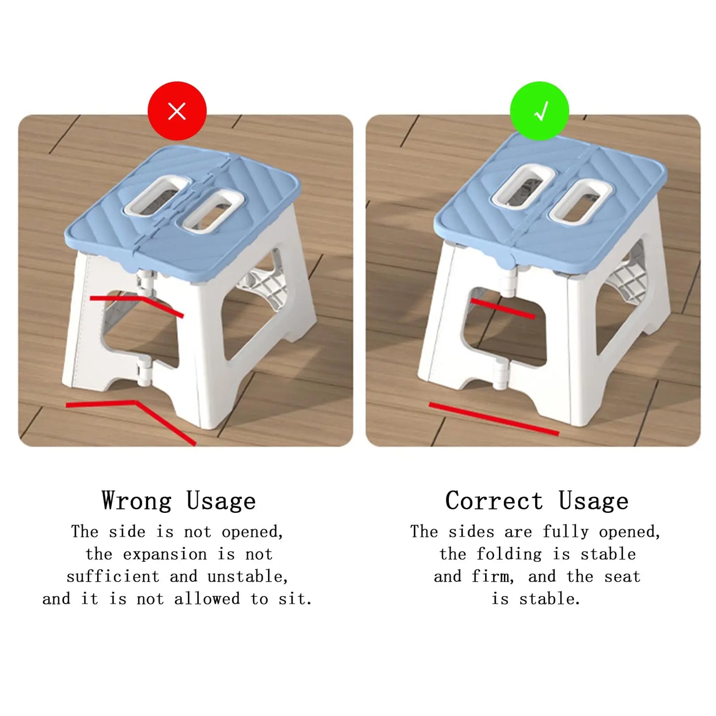 Home Folding Step Stool Anti Slip Surface Foot Stool with 8.7 Inch Height Sturdy and Lightweight Plastic Foldable Step Stool